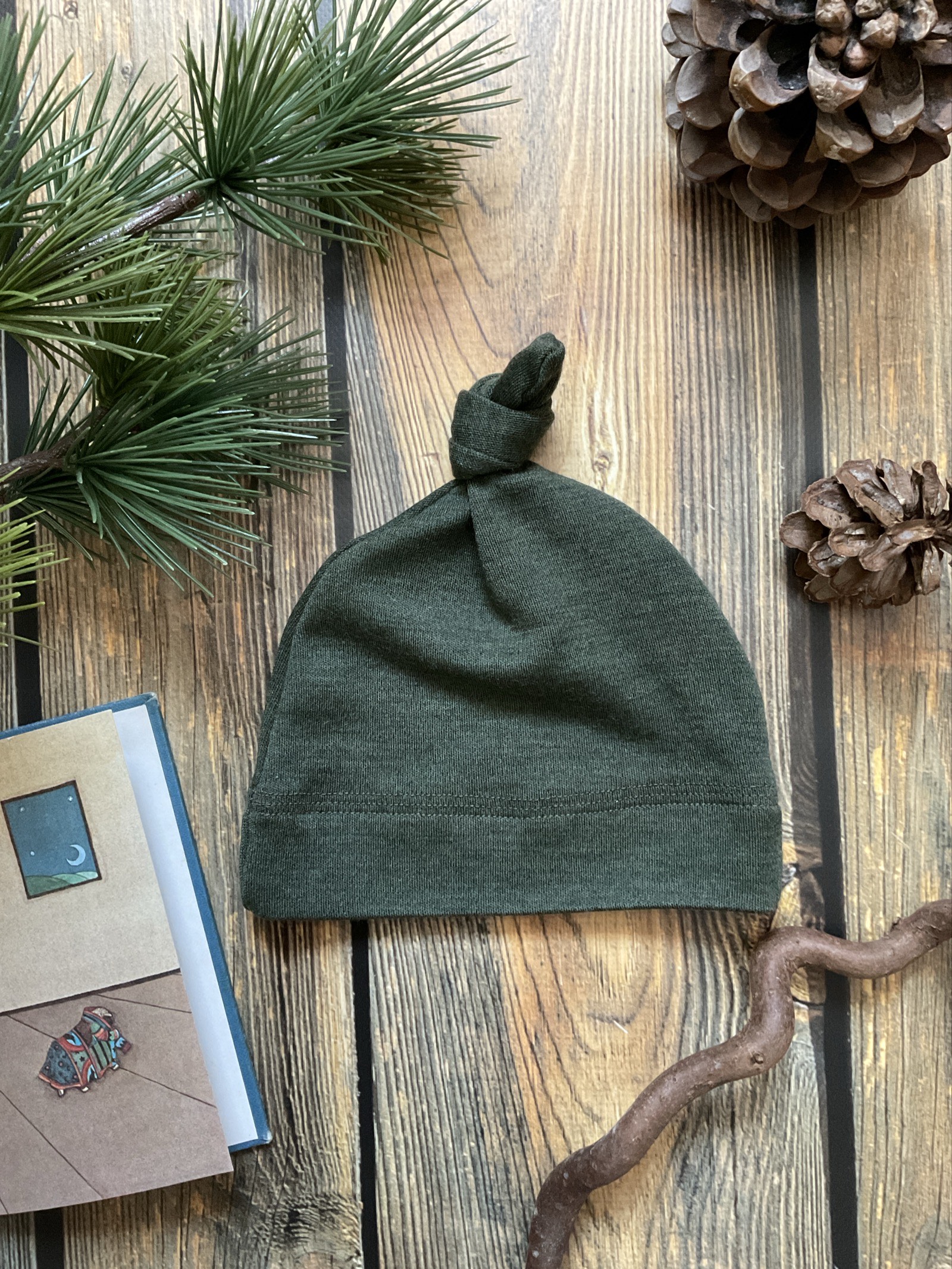 Knotenmütze Merino grün