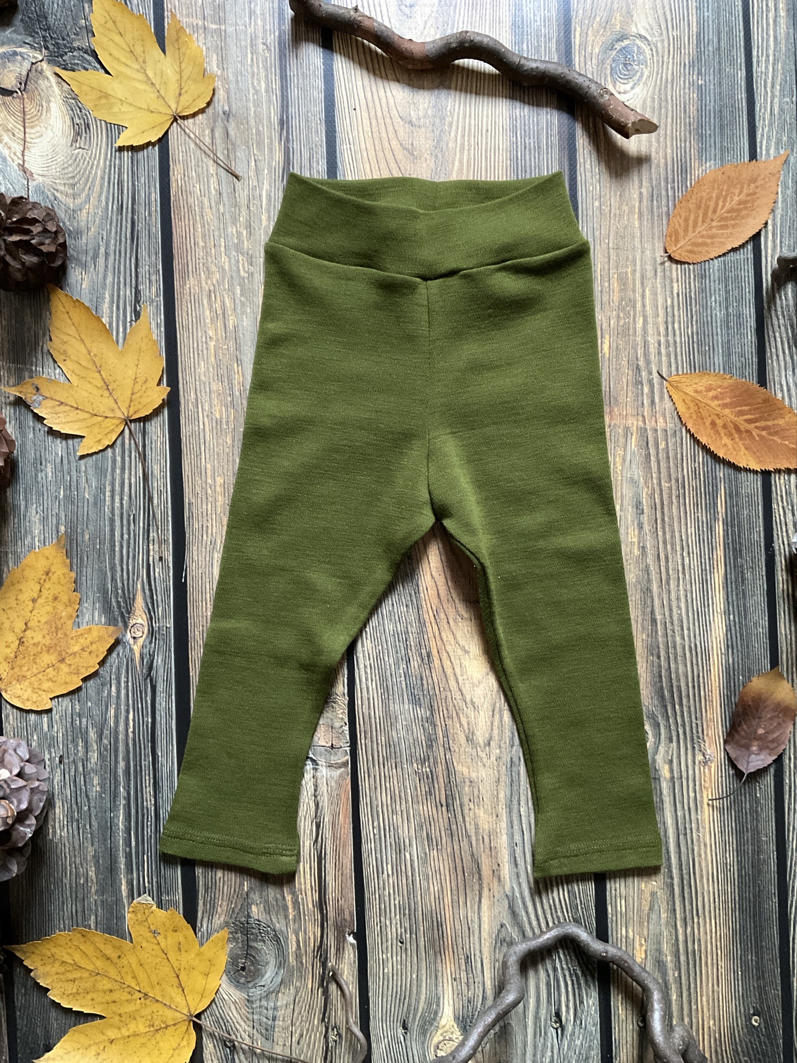 Leggings aus Merinojersey moosgrün