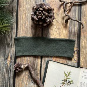 Stirnband aus Merinojersey dunkelgrün