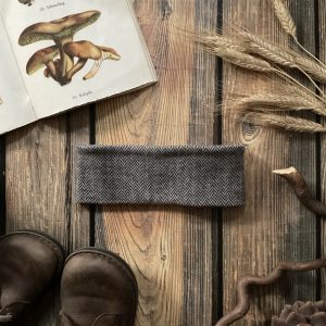 Kinder Stirnband aus Fischgrät Jacquard braun