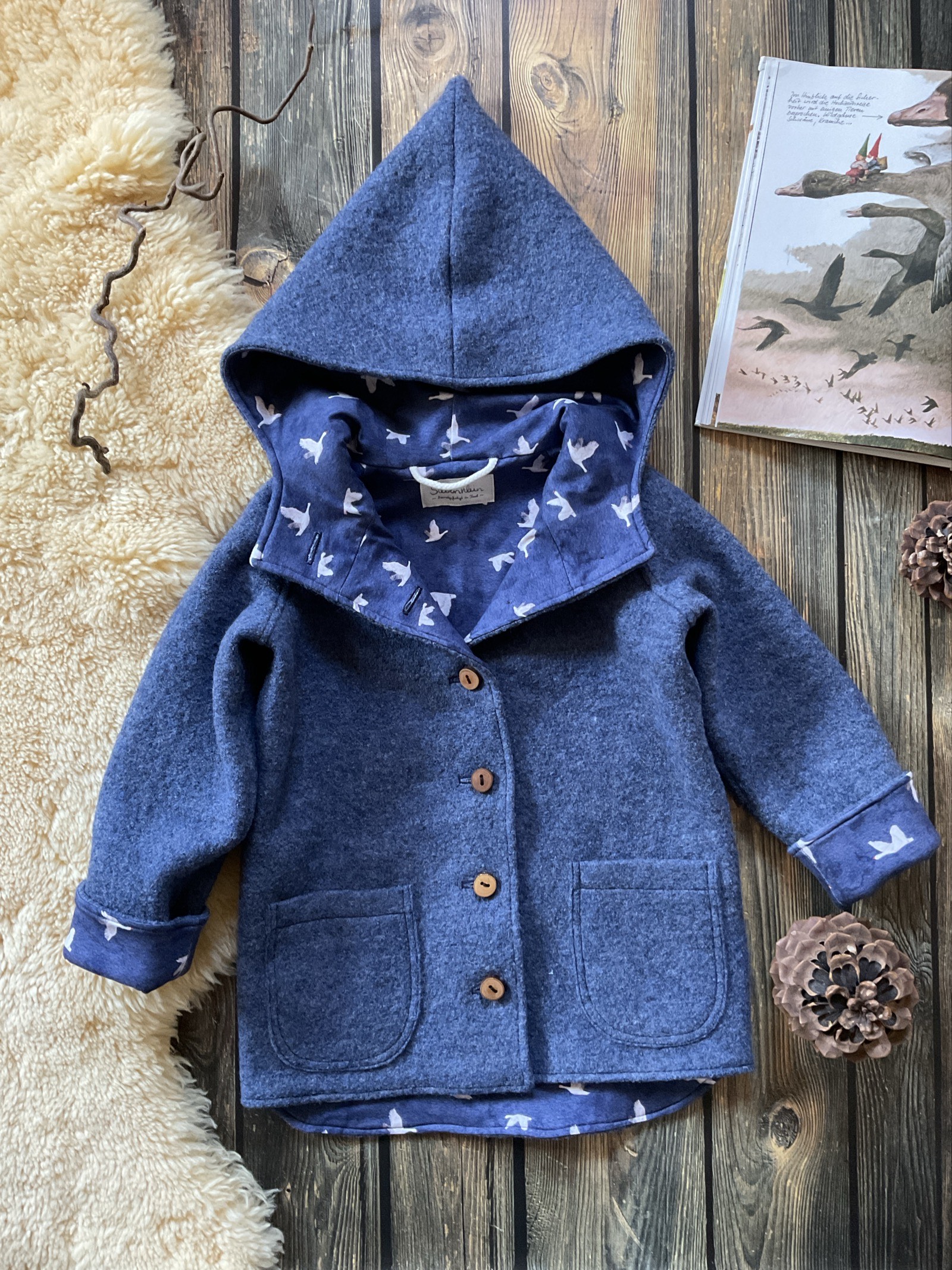 Walkmantel oversize jeansblau